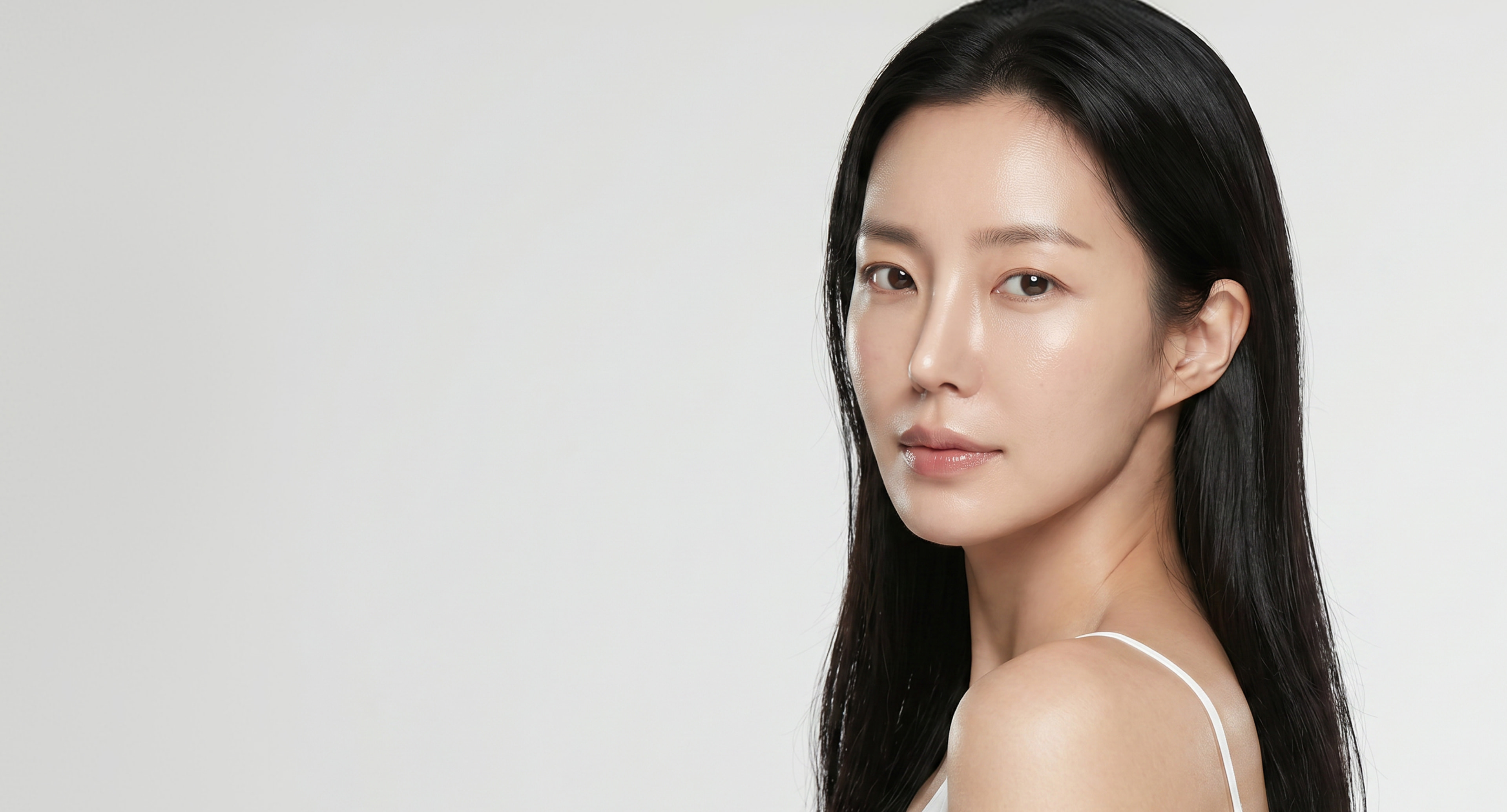 코 재수술로 코 라인과 구조 재교정을 고려하는 여성 얼굴